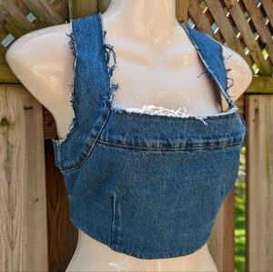 Zara trf denim ix'd makers deconstructed Jean top xs